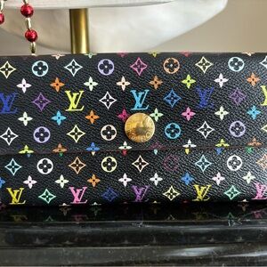 Louis Vuitton multicolor Sarah bifold long wallet pink interior